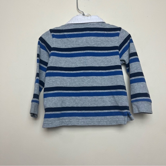 Janie and Jack boys' rugby shirt size 2T blue and grey - Picture 2 of 7